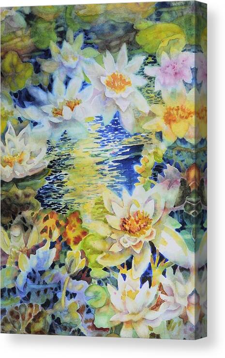 Watercolor Canvas Print featuring the painting Water Garden #2 by Ann Nicholson