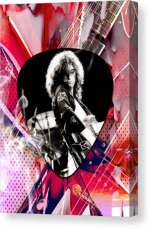Jimmy Page Canvas Print featuring the mixed media Jimmy Page Led Zeppelin Art #3 by Marvin Blaine
