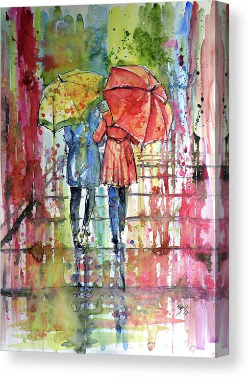 Rain Canvas Print featuring the painting Raining #4 by Kovacs Anna Brigitta