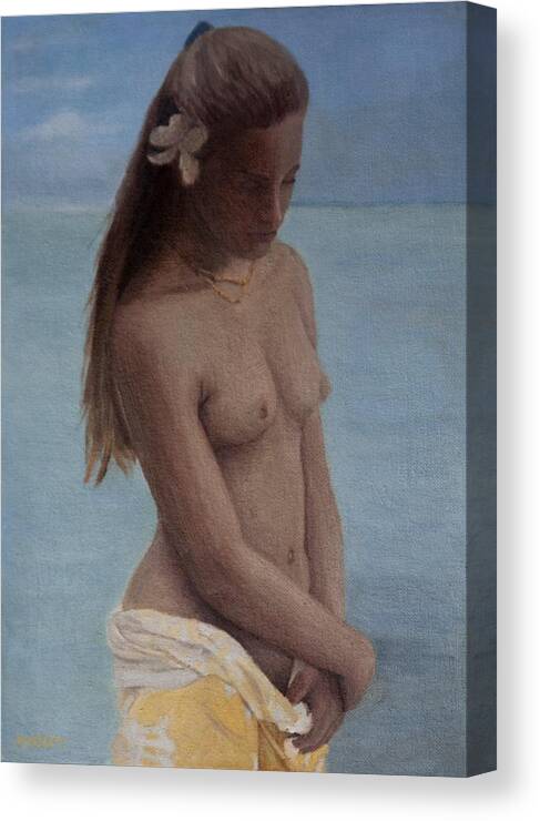 Nude Canvas Print featuring the painting Modesty #6 by Masami Iida