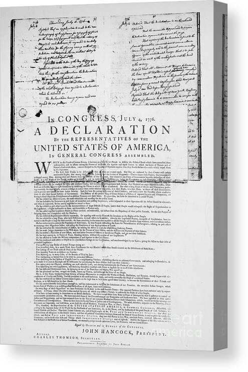 1776 Canvas Print featuring the photograph Declaration Of Independence #9 by Granger