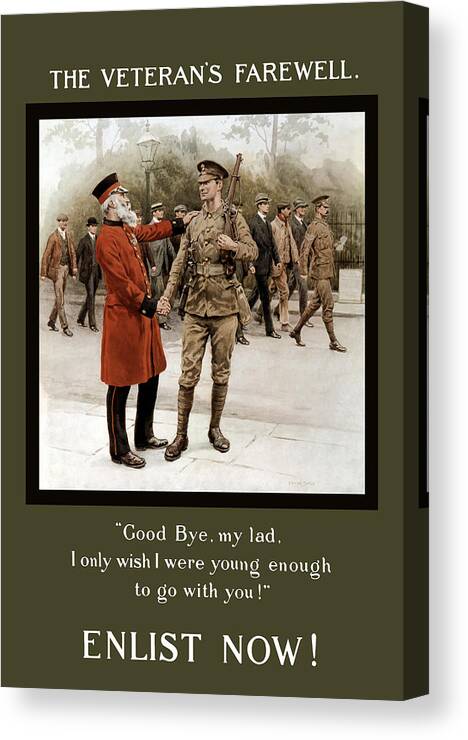 Ww1 Canvas Print featuring the painting A Veteran's Farewell - WW1 by War Is Hell Store