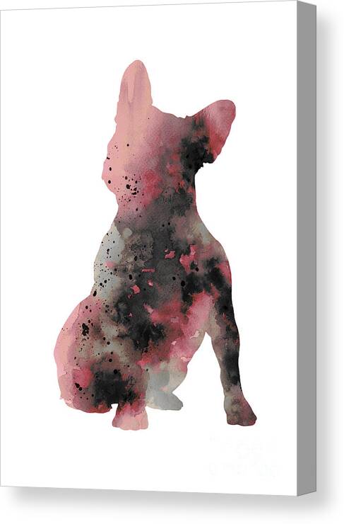  Abstract Canvas Print featuring the painting Abstract french bulldog minimalist painting by Joanna Szmerdt