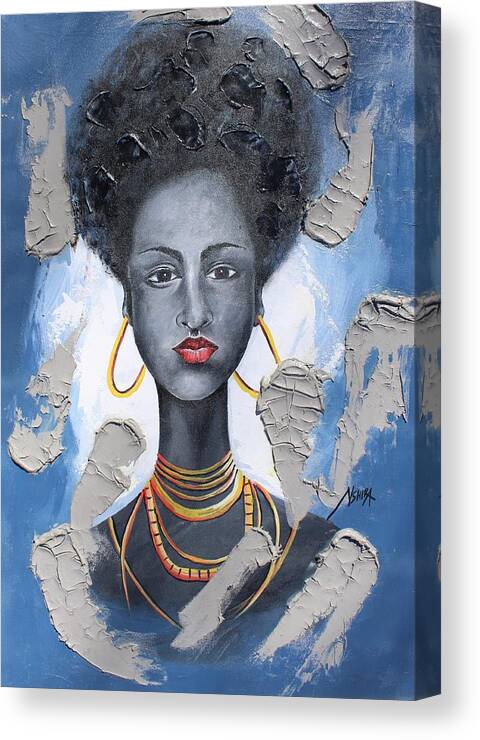 True African Art Canvas Print featuring the painting African Beauty by Daniel Akortia