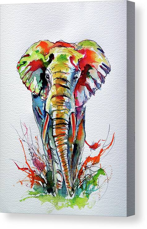 Animal Canvas Print featuring the painting African elephant by Kovacs Anna Brigitta