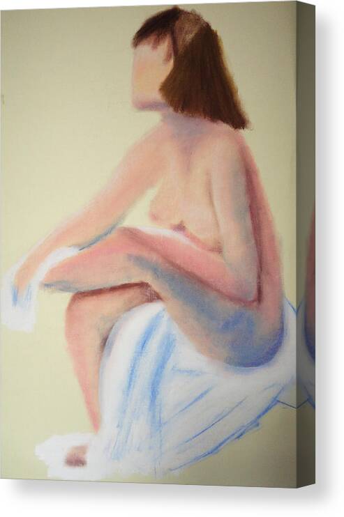 Woman Canvas Print featuring the pastel After Bath by Andrey Komarcheuski