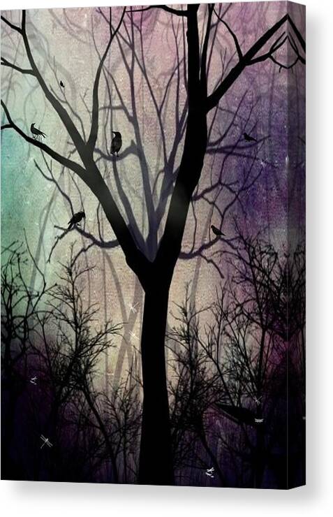 Trees Canvas Print featuring the digital art After Twilight by Charlene Zatloukal