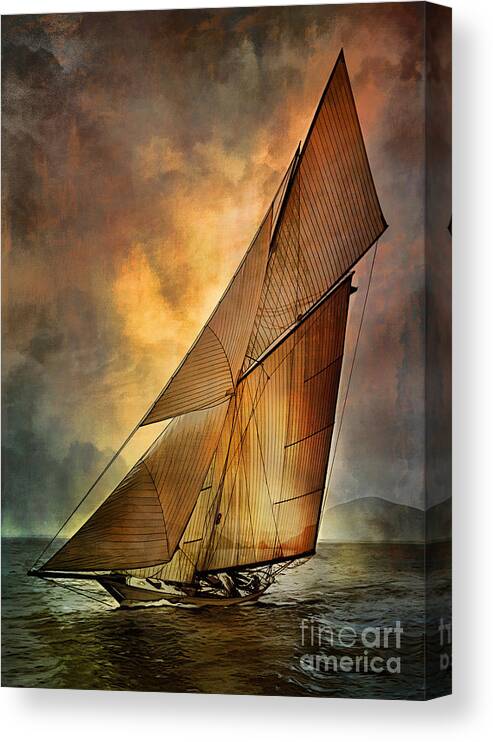 Sailboat Canvas Print featuring the digital art America's Cup 1 by Andrzej Szczerski