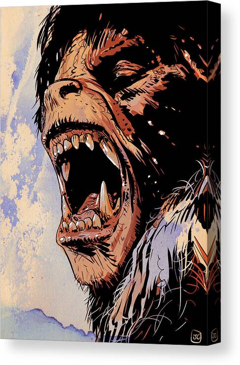 Werewolf Canvas Print featuring the drawing An American Werewolf in London by Giuseppe Cristiano