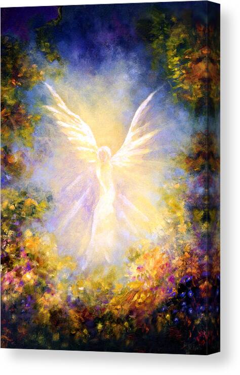 Angel Canvas Print featuring the painting Angel Descending by Marina Petro