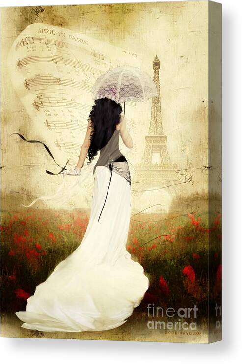 April Canvas Print featuring the digital art April in Paris by Shanina Conway