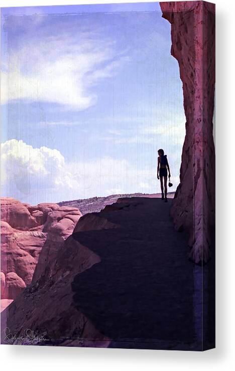 Arches Canvas Print featuring the mixed media Arches Hiker - Vintage - Signed Limited Edition by Steve Ohlsen