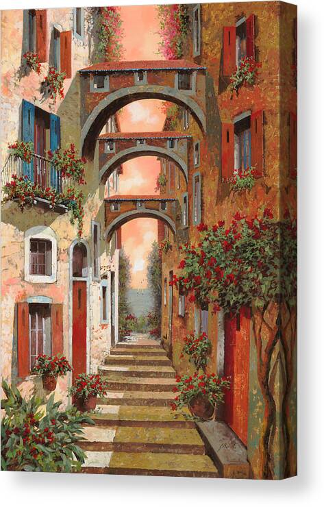 Arches Canvas Print featuring the painting Archetti In Rosso by Guido Borelli