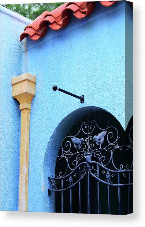 Blue Canvas Print featuring the painting Architectural Photography Art - Blue Mediterranean - Sharon Cummings by Sharon Cummings