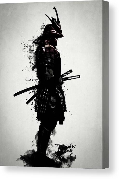 Samurai Canvas Print featuring the mixed media Armored Samurai by Nicklas Gustafsson