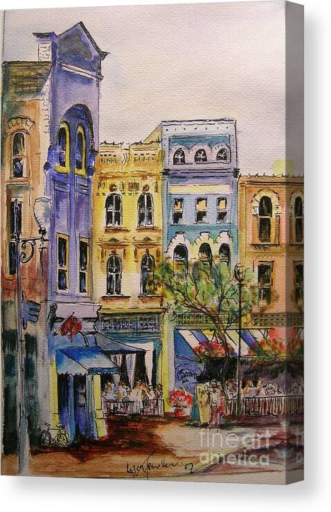 Townhouses Canvas Print featuring the painting Asheville by Lizzy Forrester
