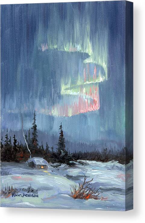 Aurora Borealis Canvas Print featuring the painting Aurora Lights by Kurt Jacobson