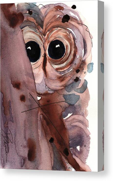 Owl Watercolor Canvas Print featuring the painting Barred Owl by Dawn Derman