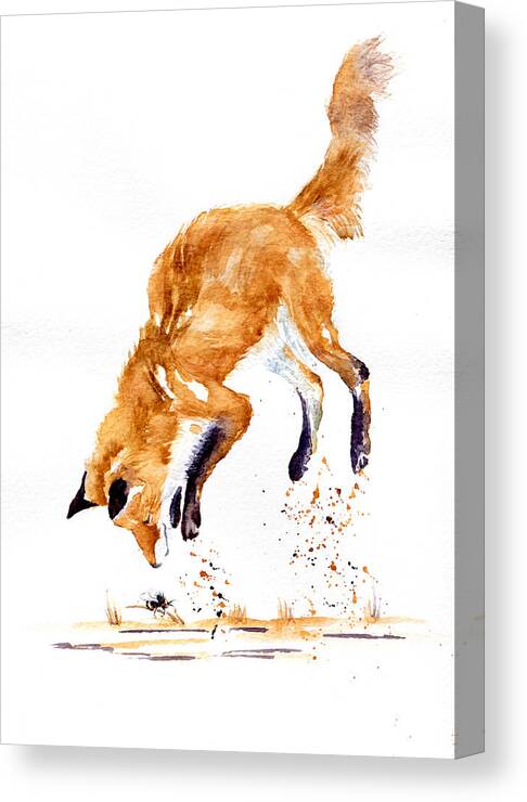 Fox Canvas Print featuring the painting Bee Launched by Debra Hall
