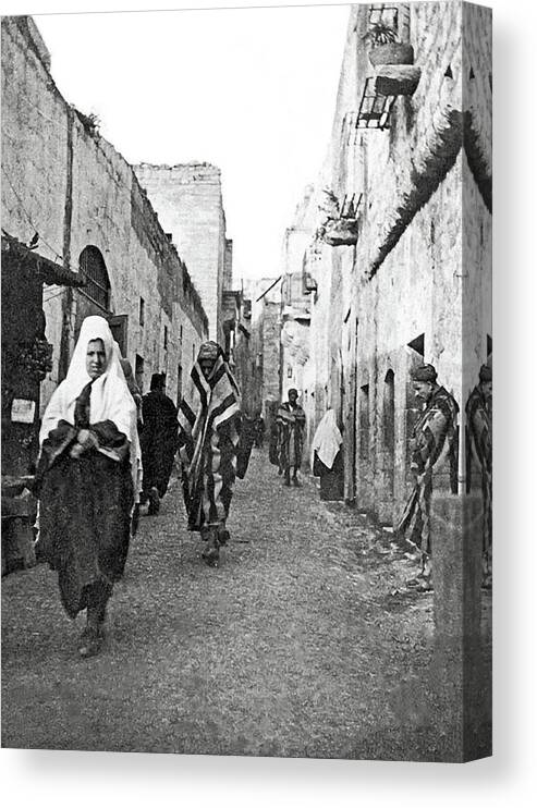 Bethlehem Canvas Print featuring the photograph Bethlehem Star Road 1934 by Munir Alawi