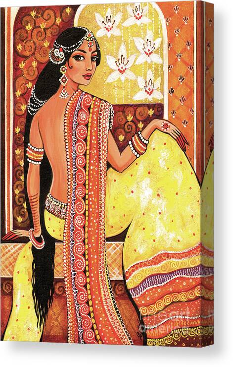 Beautiful Woman Canvas Print featuring the painting Bharat by Eva Campbell