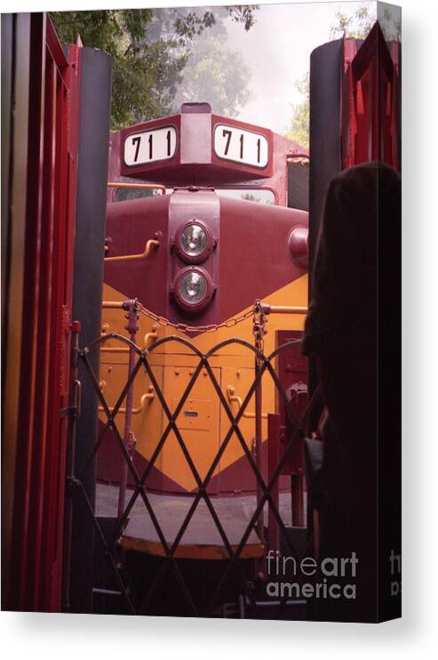Trains Canvas Print featuring the photograph Big Red by Richard Rizzo