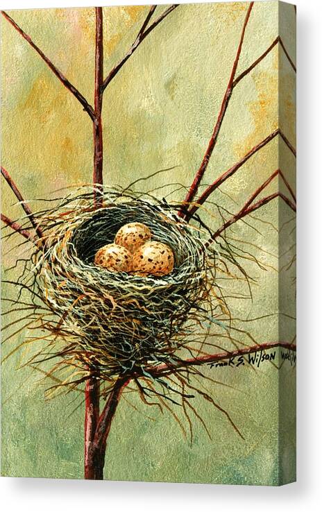 Still Life Canvas Print featuring the painting Bird Nest by Frank Wilson