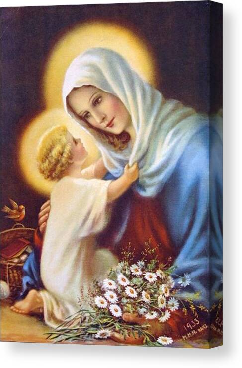 Mary Canvas Print featuring the painting Blessed Virgin and Child by Artist Unknown