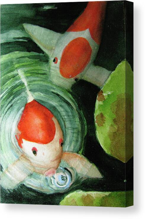 Koi Canvas Print featuring the painting Blowing Bubbles by April Burton