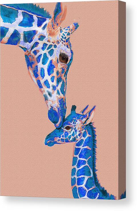 Blue Giraffes 2 Canvas Print / Canvas Art by Jane Fine Art America