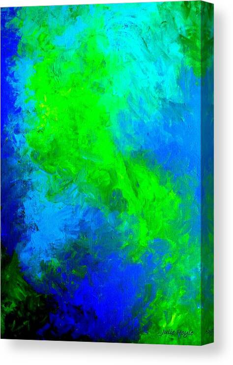 Julie-hoyle Canvas Print featuring the painting Blue-Green Dreams by Julie Hoyle