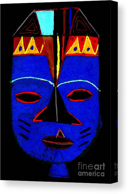 African Masks Canvas Print featuring the pastel Blue Mask by Angela L Walker