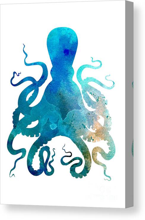 Blue Octopus Watercolor Art Print Painting Canvas Print Canvas