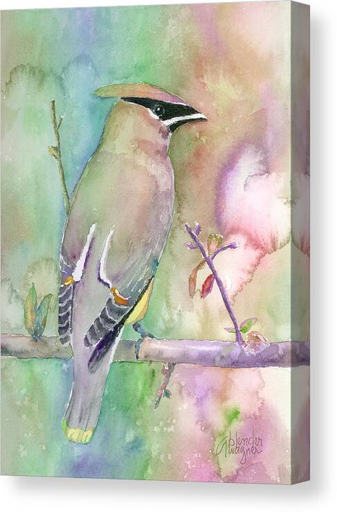 Bird Canvas Print featuring the painting Bohemian Waxwing by Arline Wagner