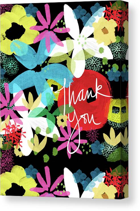 Floral Canvas Print featuring the painting Bold Floral Thank You Card- Design by Linda Woods by Linda Woods