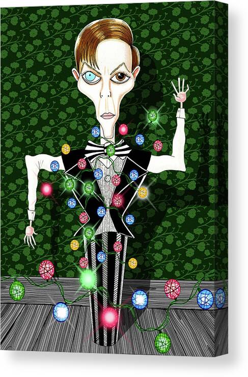 Tree Canvas Print featuring the drawing Bowie Christmas Tree by Andrew Hitchen