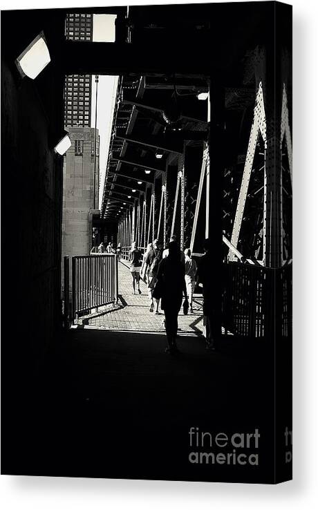 Chicago Canvas Print featuring the photograph Bridge - Lower Lake Shore Drive at Navy Pier Chicago. by Frank J Casella