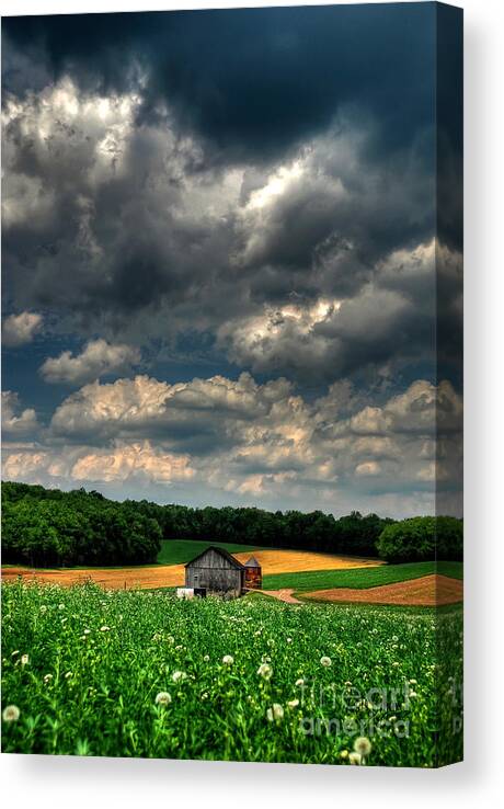 Old Barn Canvas Print featuring the photograph Brooding Sky by Lois Bryan