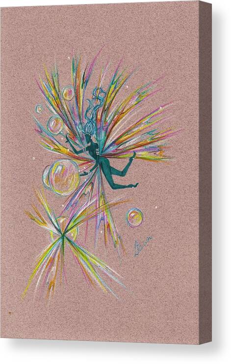 Bubbles Canvas Print featuring the drawing Bubble Bursting by Dawn Fairies