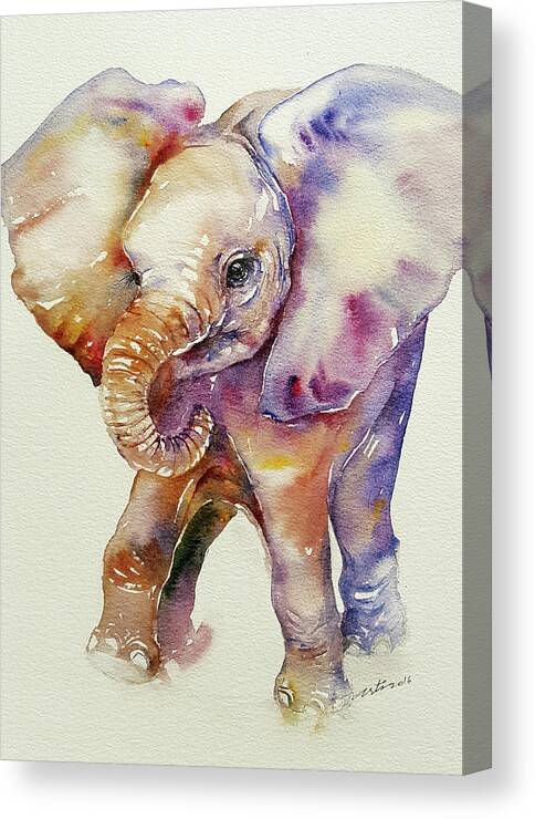 Baby Elephant Canvas Print featuring the painting Bubbles Baby Elephant by Arti Chauhan