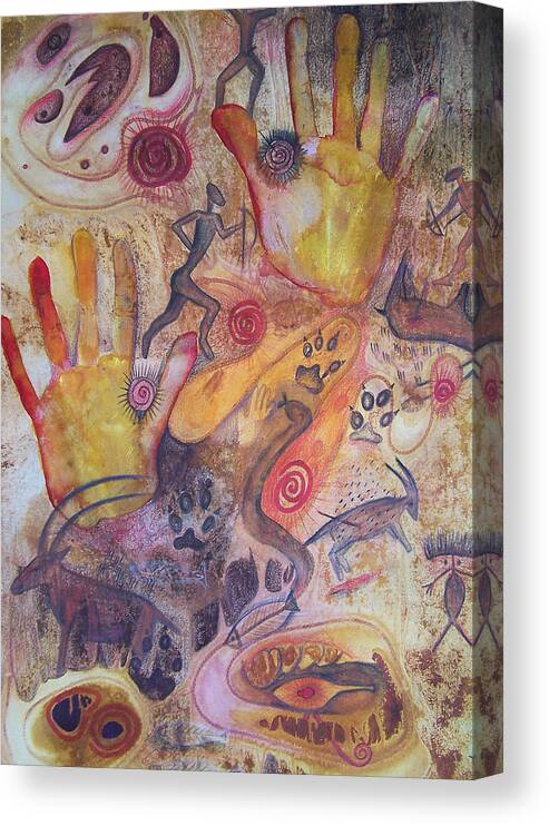 Bushman Canvas Print featuring the painting Bushman Comes Alive by Vijay Sharon Govender