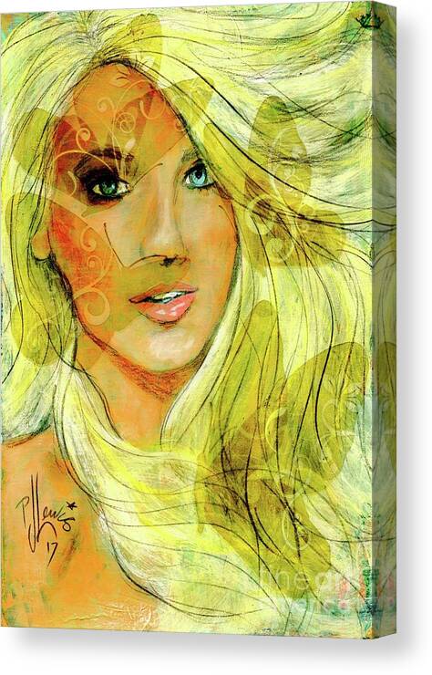 Blonde Canvas Print featuring the painting Butterfly Blonde by PJ Lewis