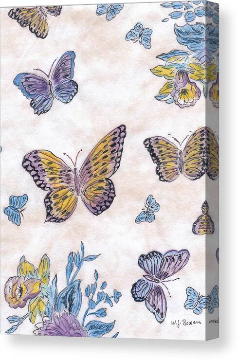 Butterflies Canvas Print featuring the painting Butterflies by William Bowers