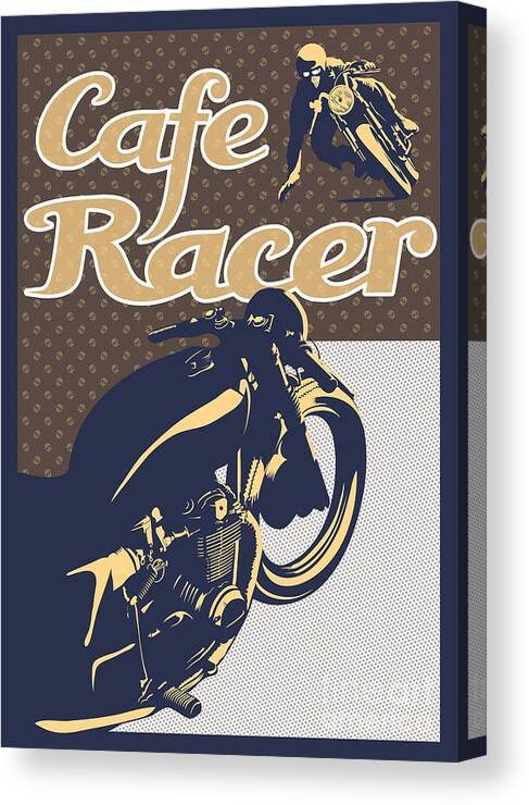 Retro Motor Cycle Canvas Print featuring the painting Cafe Racer by Sassan Filsoof