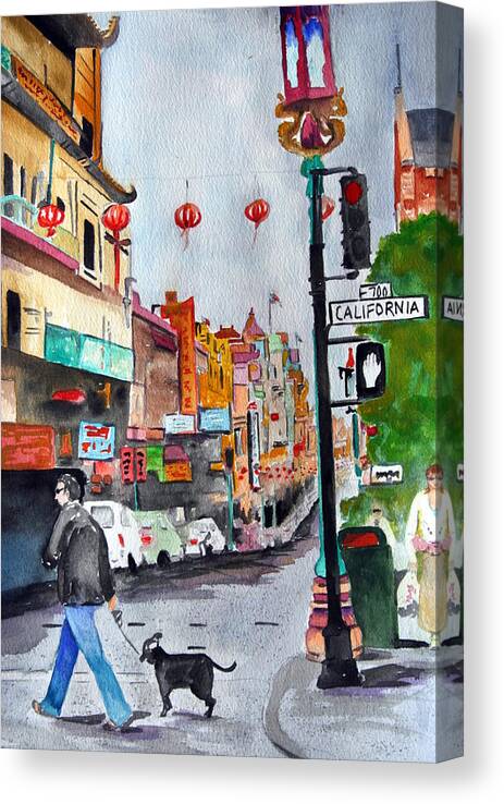 California Canvas Print featuring the painting California Chinatown by Julie Lueders 