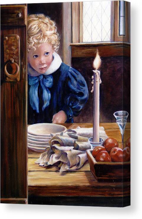 Children Canvas Print featuring the painting Candle by Marie Witte