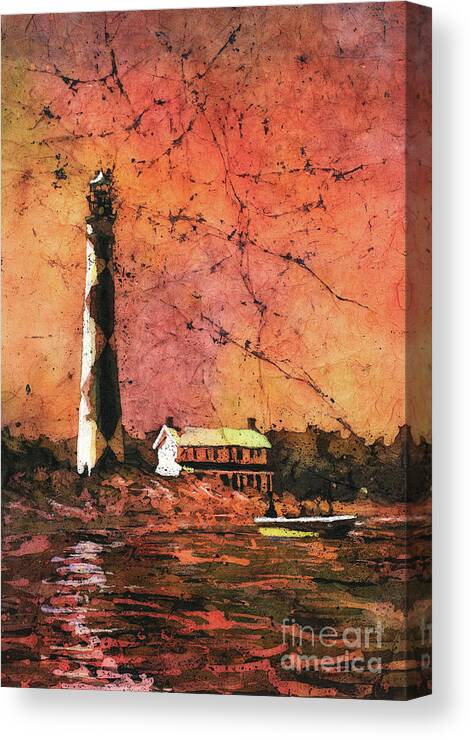 Art Prints Canvas Print featuring the painting Cape Lookout Lighhtouse by Ryan Fox