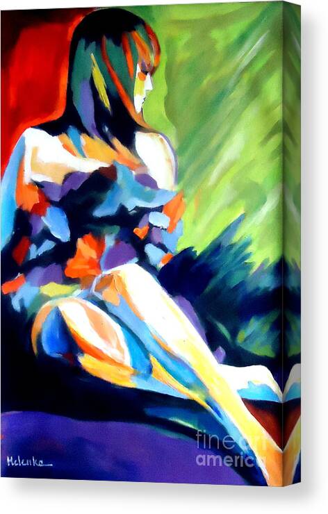 Nude Figures Canvas Print featuring the painting Care free by Helena Wierzbicki
