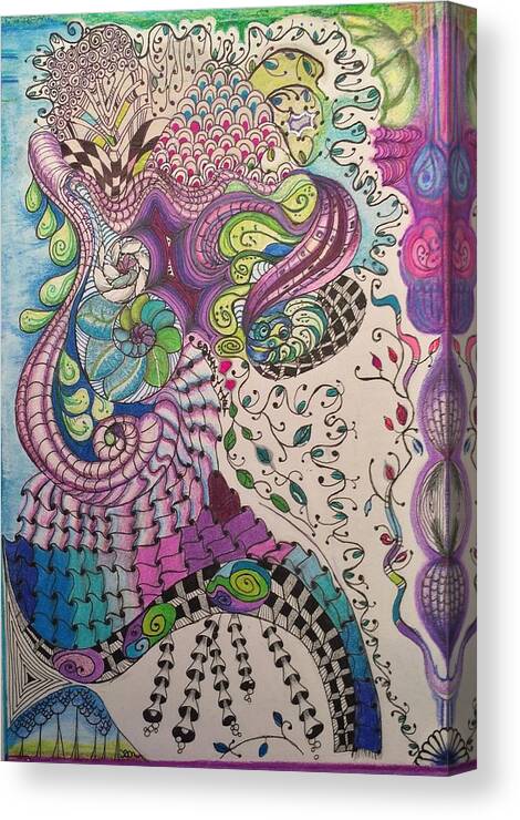 Patterns Canvas Print featuring the drawing Caught in a Net by Suzanne Udell Levinger