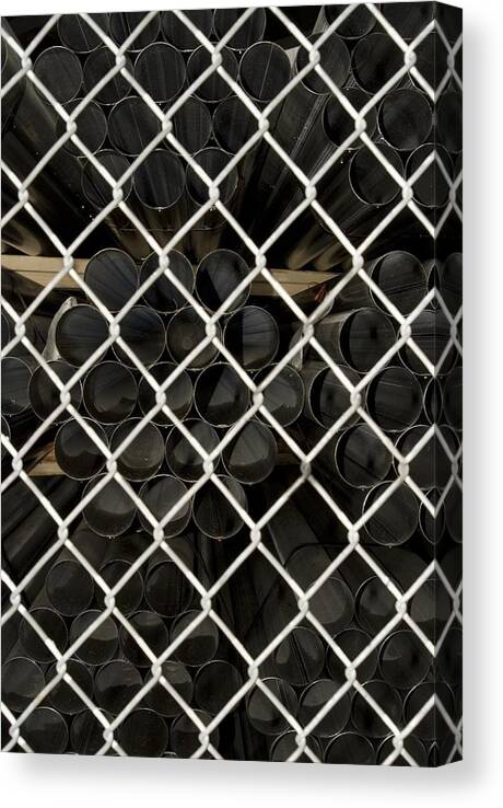 Fence Canvas Print featuring the photograph Chain link pipe by Sara Stevenson
